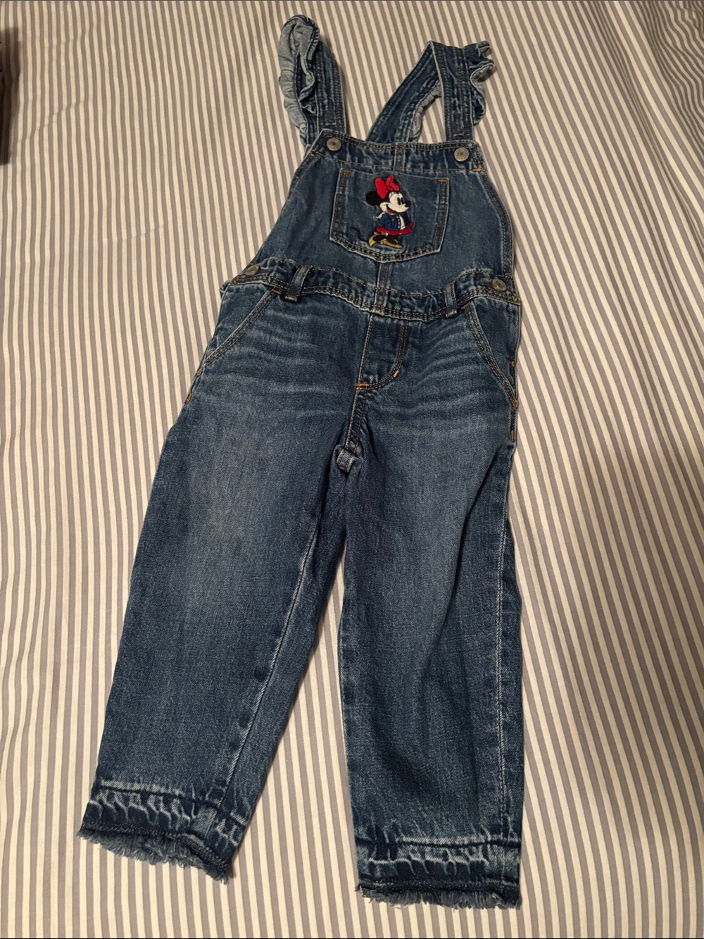 GAP Denim Overalls with Minnie Mouse Patch - Blue, Red